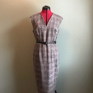 New York & Company Midi Sheath Dress in Grey Plaid Size 8